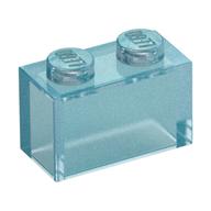 Brick 1 × 2 without Bottom Tube Opal Trans-Light Blue