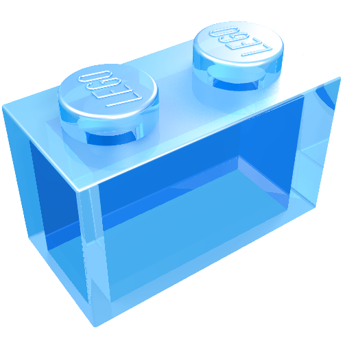 Brick 1 × 2 without Bottom Tube Trans-Medium Blue