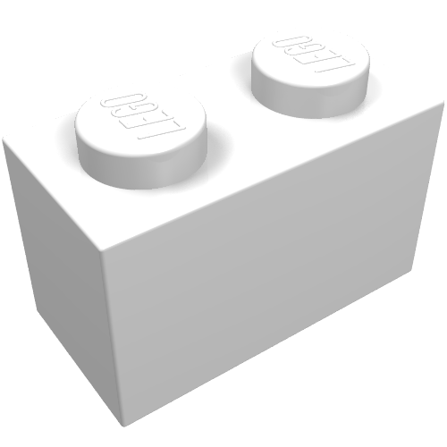 Brick 1 × 2 without Bottom Tube White