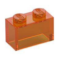 Brick 1 × 2 without Bottom Tube Trans-Orange