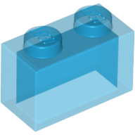 Brick 1 × 2 without Bottom Tube Trans-Dark Blue
