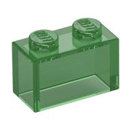 Brick 1 × 2 without Bottom Tube Trans-Green