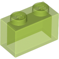 Brick 1 × 2 without Bottom Tube Trans-Bright Green