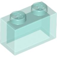 Stein 1 × 2 ohne unten Rohr Transparent-Hellblau