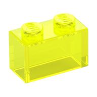 Brick 1 × 2 without Bottom Tube Trans-Neon Green