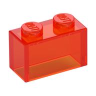 Brick 1 × 2 without Bottom Tube Trans-Neon Orange
