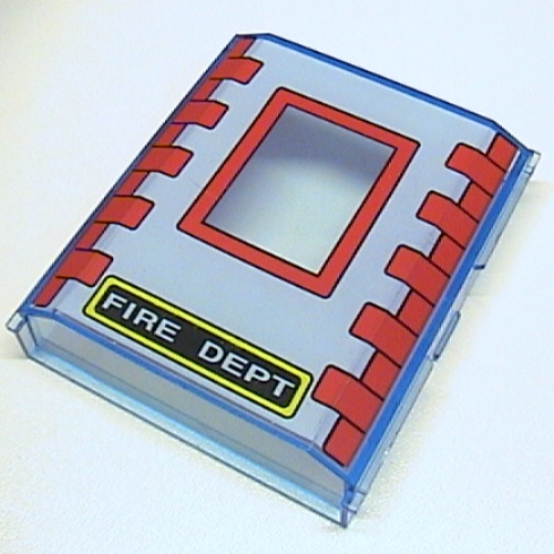 Panel 2 × 8 × 8 with Bricks and 'FIRE DEPT' Print [4657] Trans-Medium Blue