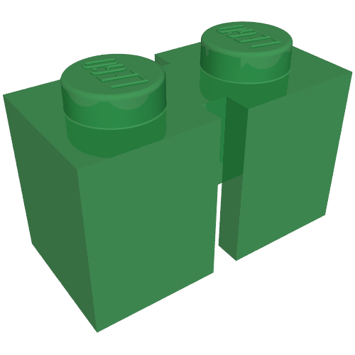 Stein 1 × 2 mit 2 Schlitze Grün