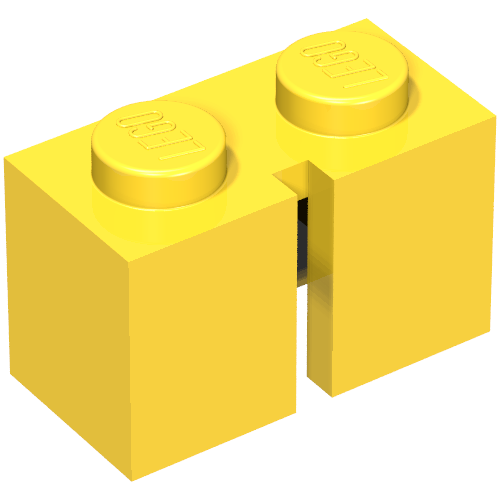 Brick 1 × 2 without Bottom Tube, Slotted (with 1 slot) Gelb