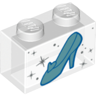 Brick 1 × 2 without Bottom Tube and Glass Shoe print Transparent