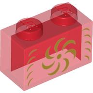 Brick 1 × 2 without Bottom Tube with Gold Decorations print Transparent-Rot