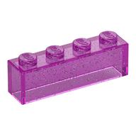 Brick 1 × 4 without Bottom Tubes Glitter Trans-Dark Pink