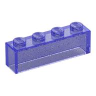 Brick 1 × 4 without Bottom Tubes Glitter Trans-Purple