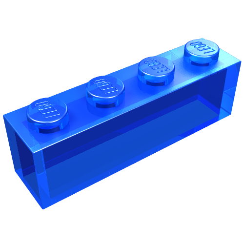 Brick 1 × 4 without Bottom Tubes Transparent-Dunkelblau