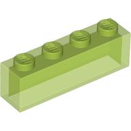 Brick 1 × 4 without Bottom Tubes Trans-Bright Green