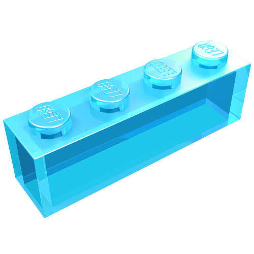 Brick 1 × 4 without Bottom Tubes Trans-Light Blue