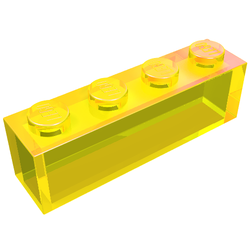 Brick 1 × 4 without Bottom Tubes Trans-Yellow