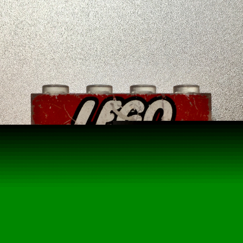 Brick 1 × 4 without Bottom Tubes and LEGO Logo Closed "O"/Red Print Trans-Clear