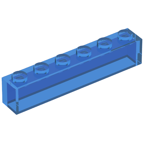 Brick 1 × 6 with No Bottom Tubes Trans-Dark Blue