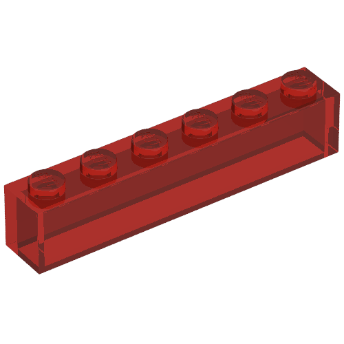 Brick 1 × 6 with No Bottom Tubes Transparent-Rot
