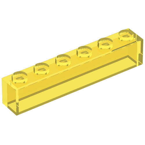 Brick 1 × 6 with No Bottom Tubes Trans-Yellow