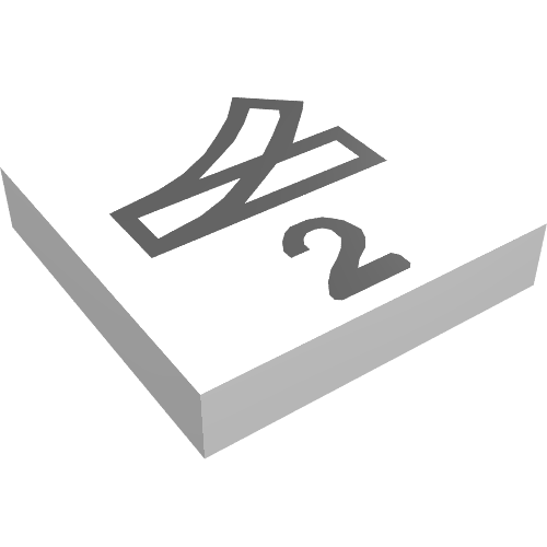 Tile 2 × 2 without Groove with Train Point Left, 2 Print White