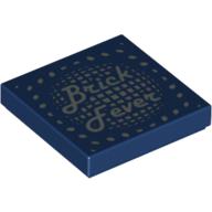 Tile 2 × 2 with Silver 'Brick Fever' and Lights Print Dunkelblau