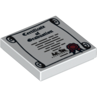 Tile 2 × 2 with 'Certificate of Graduation' and Red Ribbon on Scroll Print Weiß