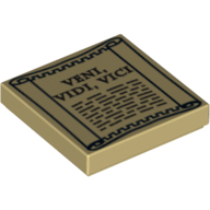Tile 2 × 2 with 'VENI, VIDI, VICI' on Scroll Print Tan