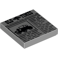 Tile 2 × 2 with Newspaper 'OLD TIMES' Print Light Bluish Gray