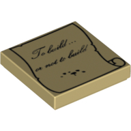 Tile 2 × 2 with 'To build or not to build' Script on Ink-Splattered Parchment Print Beige