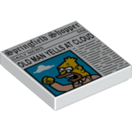 Tile 2 × 2 with Newspaper 'Springfield Shopper' Print White