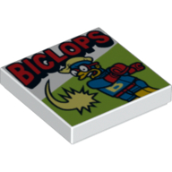 Tile 2 × 2 with Red 'BICLOPS' Print White