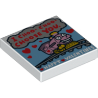 Tile 2 × 2 with 'I CHOO- CHOO- CHOOSE YOU', 'HAPPY VALENTINES' and Train Print Weiß
