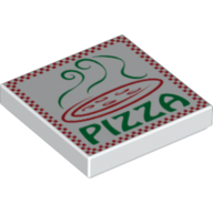 Tile 2 × 2 with Red and Green Pizza Takeout Box Print Weiß