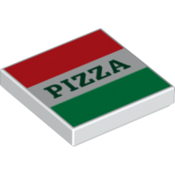 Tile 2 × 2 with Pizza Box Print White