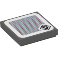 Tile 2 × 2 with Whomp and Barcode Print (Sticker) Dark Bluish Gray