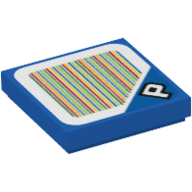 Tile 2 × 2 with 'P' and Barcode Print (Sticker) Blau