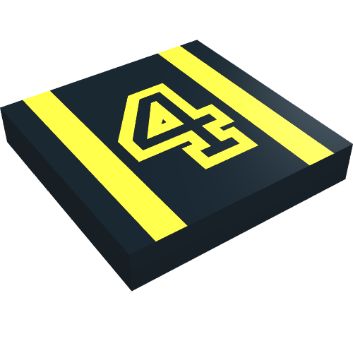 Tile 2 × 2 with Yellow 4 and Stripes Print Schwarz