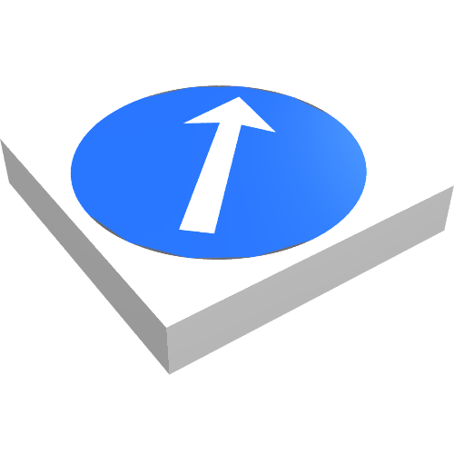 Tile 2 × 2 with White Arrow on Blue Disc Print