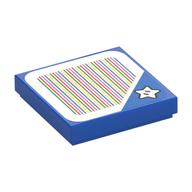 Tile 2 × 2 with Star and Barcode Print (Sticker) Blue