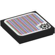 Tile 2 × 2 with Explosion and Barcode Print (Sticker) in Schwarz