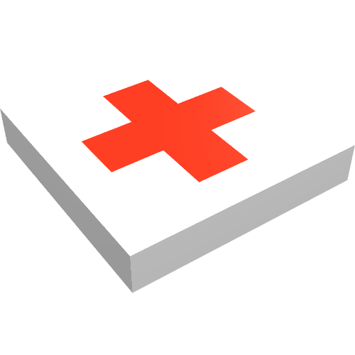 Tile 2 × 2 with Red Cross Print Weiß