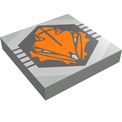 Tile 2 × 2 with Orange UFO Print Light Gray