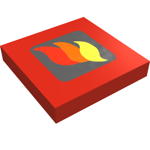 Tile 2 × 2 with Classic Fire Logo Small Print Red