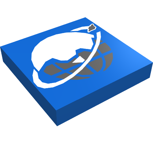 Tile 2 × 2 with Ice Planet 2002 Logo, Globe with Ice Print Blue