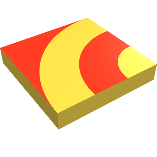 Tile 2 × 2 with Red Quarter Rings Print Gelb