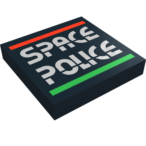 Tile 2 × 2 with Space Police II Print logo Schwarz