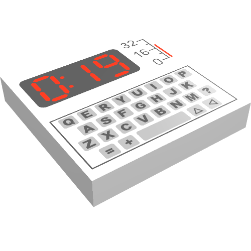 Tile 2 × 2 with Keyboard and Red '0:19' Print White