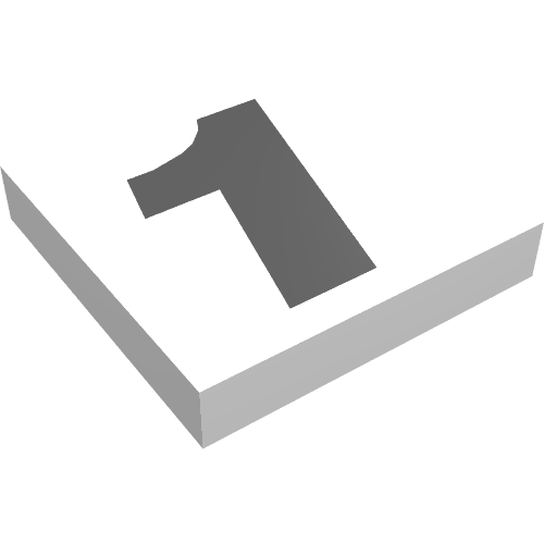 Tile 2 × 2 with Number 1 Print White